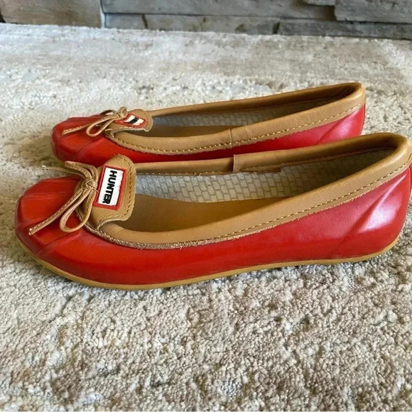 Hunter Rubber Red Jaylen Waterproof Duck Shoes Ballet Flats Loafers Slip On: 5 - Picture 8 of 8